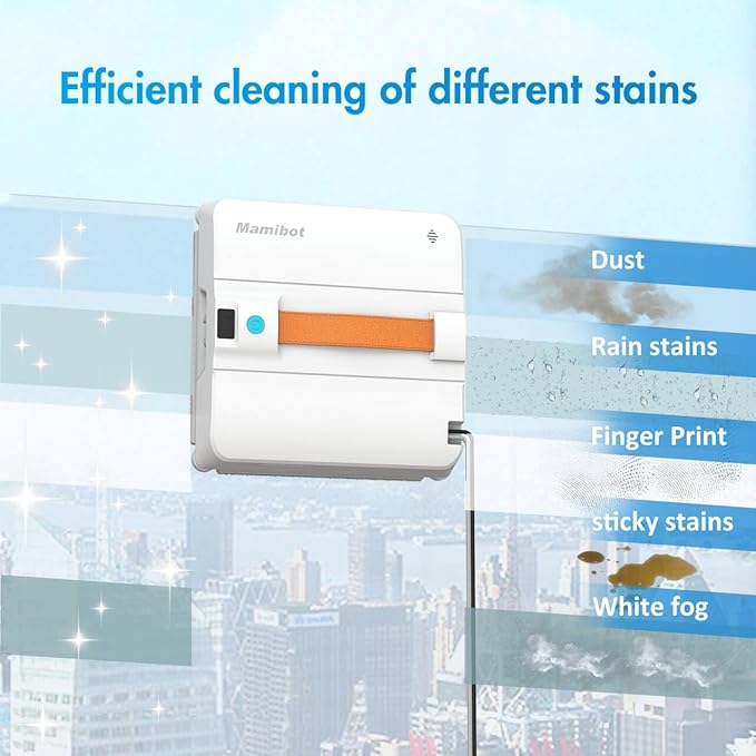 Mamibot W120-DP Robot Window Cleaner - 3200Pa Strong Suction, Multiple Cleaning Modes,4 Water Spray Nozzles,Edge Detection Technology,App&Remote Control(Grey)
