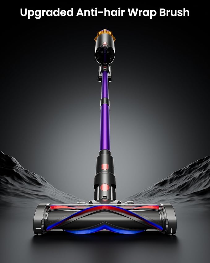 Cordless Vacuum Cleaner, 600W 50KPA 70 Mins Vacuum Cleaners for Home, Self-Standing Cordless Vacuum with Charging Dock Station, LED Display, Upgraded Anti-Tangle Stick Vacuum for Pet Hair/Carpet/Floor