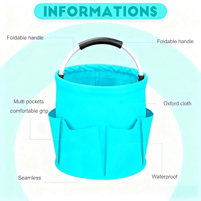 Cleaning Caddy for Cleaning Supplies,17L Cleaning Supply Caddy with Handle Foldable Cleaning Supplies Organizer Bucket Cleaning Products Organizers for Home, Garden (Lake Blue)