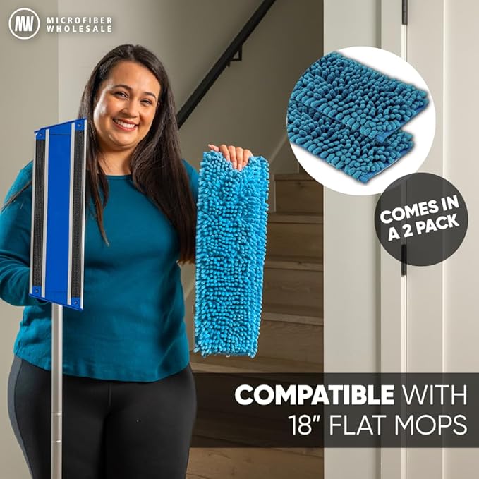 Microfiber Wholesale 18" Chenille Mucho Mop Pad - 2 Pack, Reusable & Washable Microfiber Mop Pads, Compatible with All 18" Flat Mops