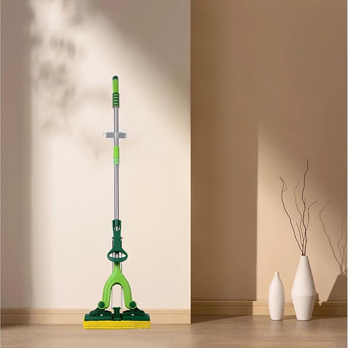 PRETYZOOM Mop and Broom Holders Wall Mounted Broom Rack Self Adhesive No Nails Required for Bathroom Kitchen