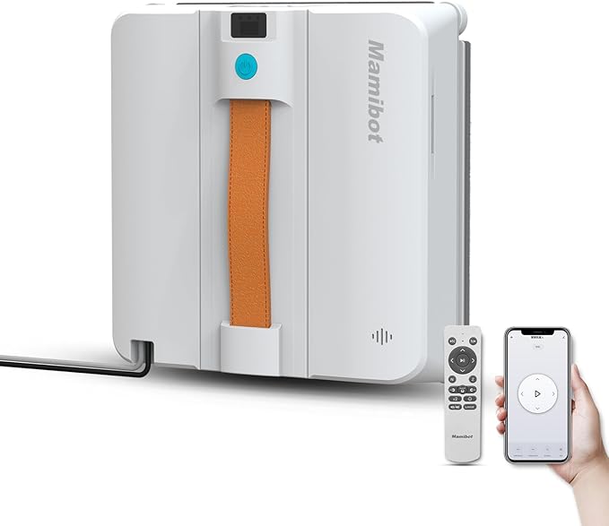 Mamibot W120-DP Robot Window Cleaner for High-Rise Glass - 3200Pa Strong Suction, Multiple Cleaning Modes,4 Water Spray Nozzles,Edge Detection Technology,App&Remote Control(Blue)