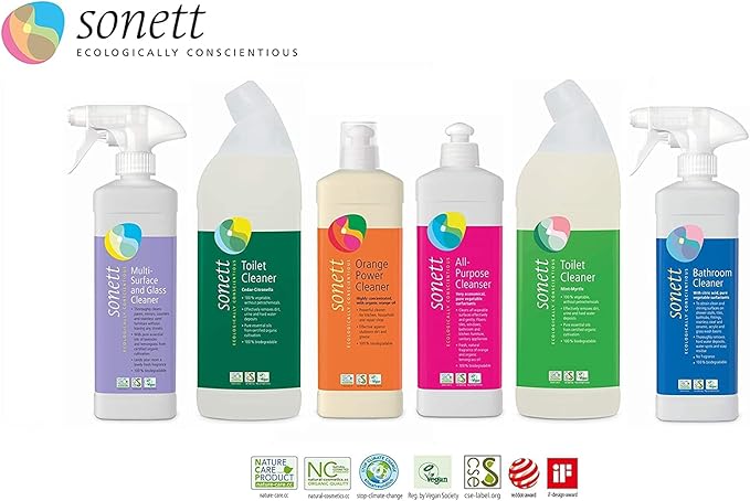 Sonett Organic Bathroom & Shower Cleaner Spray Removes lime scale deposits in hard-to-reach places and cleans fittings, stainless steel (17 fl. oz. Pack of 1)