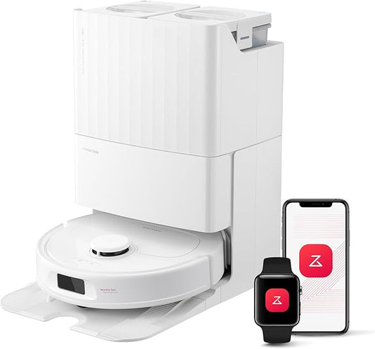 roborock Qrevo S Robot Vacuum and Mop, Self-Drying, Auto Mop Washing, 7000Pa Suction, Self-Emptying & Refilling, 10mm Mop Lifting, 200RPM Spinning Mops, Smart Obstacle Avoidance, White (Renewed)