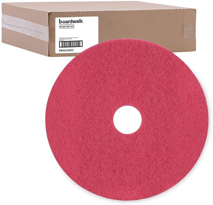 Boardwalk BWK4020RED 20 in. Diameter Buffing Floor Pads - Red (5/Carton)