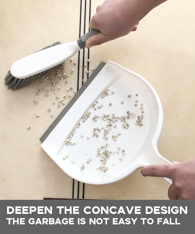 Dust Pan, Dustpan and Brush Set, Small Dust Pan and Brush Set, Hand Broom and Dustpan for Home, Handheld Angled Dust Pans and Brooms are Daily Cleaning Tools, 2 Pack Beige Brown