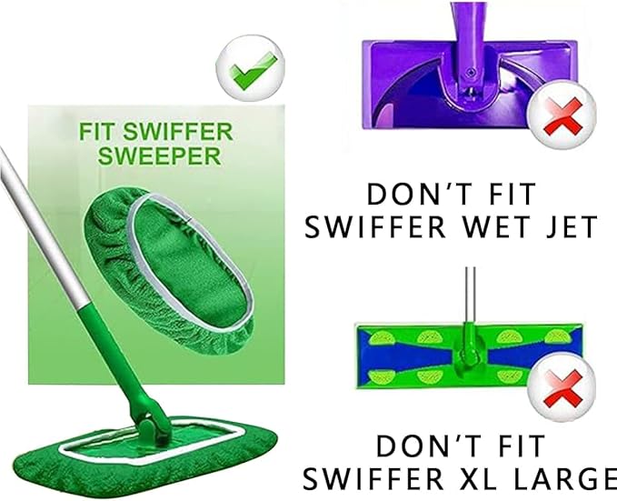 4 Pack Reusable Microfiber Mop Pads for Swiffer Sweeper - Wet & Dry Cleaning Cloths - Mop Head Replacement Washable Refills for Household Floors