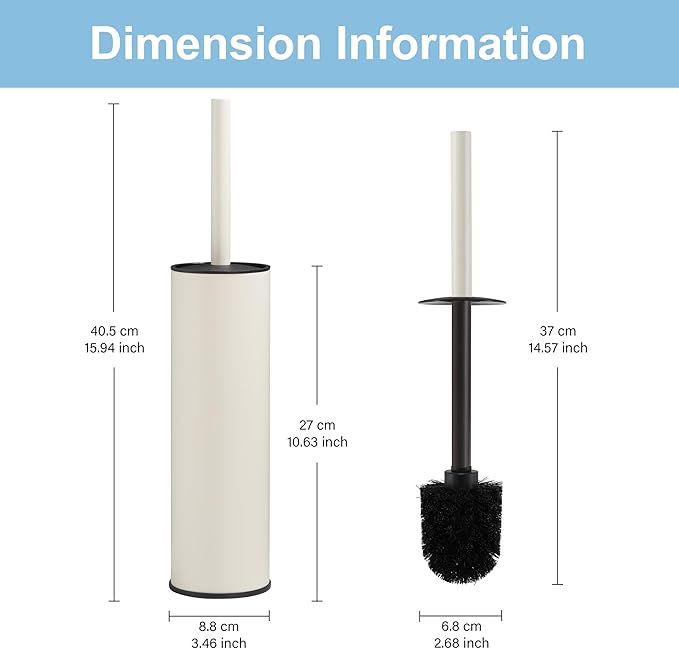 BGL White Toilet Brush and Holder,Stainless Steel Toilet Brushes for Bathroom with Holder