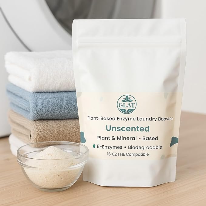 Enzyme Laundry Booster Powder - Unscented | Plant-Based, 6-Enzyme Blend for Maximum Stain & Odor Removal | Biodegradable, Boosts Detergent in All Water Temperature, HE Compatible, 16 Oz