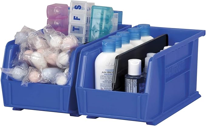 Akro-Mils TiltView Plastic Storage Cabinet with 6 Tilt Out Bins, Horizontal Parts Organizer, Teacher Toolbox, and Office Supply Organizer, 23-5/8" W x 3-1/2" H x 3-3/4" D, Stone