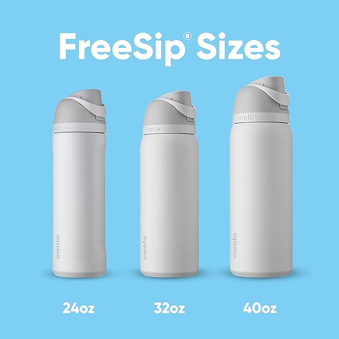 Owala FreeSip Insulated Stainless Steel Water Bottle with Straw, BPA-Free Sports Water Bottle, Great for Travel, 32 Oz, Shy Marshmallow