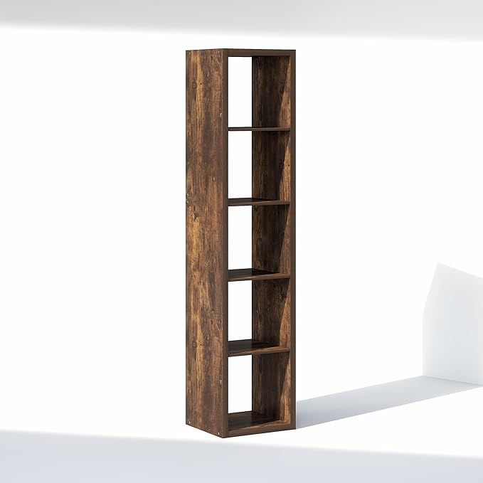 Furinno Cubic Closet Organizers and Storage, 5-Cube Closet Organizer, Open Shelf Closet Storage, Extra Thick Frame for Wardrobe, Bedroom, Living Room, Amber Pine