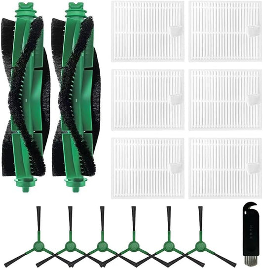 Replacement Parts Accessories Compatible with iRobot Roomba 104, 105 Vac/Combo, Y0140, Q0120, Y0110, Q0520, Q011 Robot Vacuum, 2 Roller Brush, 6 Hepa Filters, 6 Side Brushes, 1 Cleaning Brush