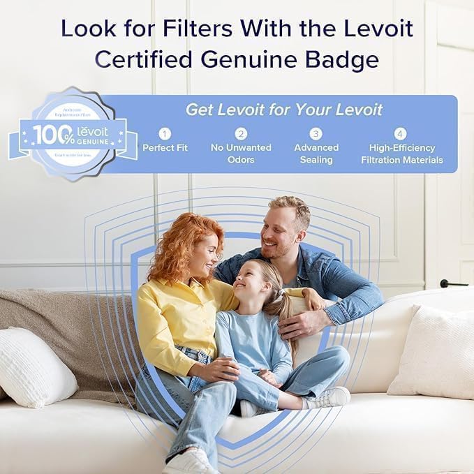 LEVOIT Vital 100S-P Air Purifier Smoke Remover Replacement Filter, Genuine 4-in-1 Air Filters, Supports HEPA Sleep Mode, High-Efficiency Activated Carbon, Vital 100S-RF-SR, Blue, 1 Pack