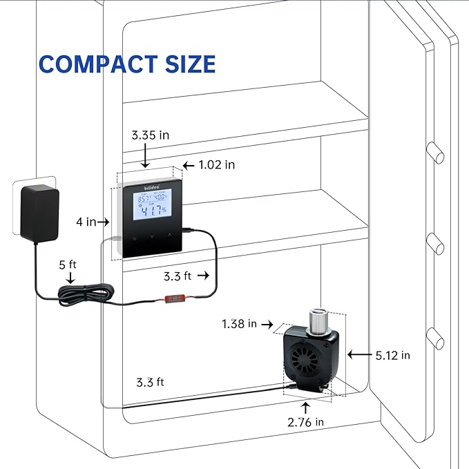 Briidea Smart Gun Safe Dehumidifier with Real-Time Humidity & Temperature Display, Protects Your Valuables from Moisture and Corrosion, Perfect for Safes up to 300 Cubic Feet