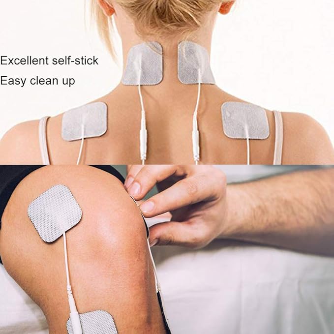 TENS Unit Pads 40 Pcs Wired Self-Adhesive Electrodes Premium Replacement Pads for TENS Units - 2x2 Inches (2x2-40Pcs)