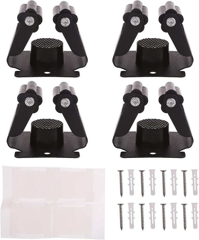 4Pcs Mop Broom Holder Wall Mounted Garden Tool Organizer Rack Heavy Dutys Utility Mop Rack with Screws for Home Bathroom Metal Broom Holder Multifunctional Hook Organization Space Saving