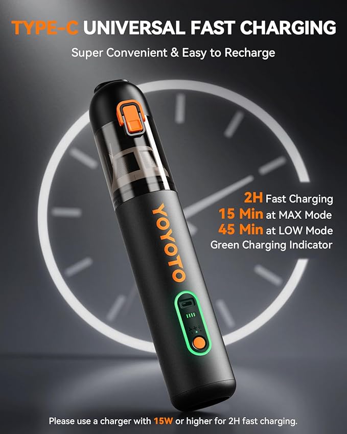 Car Vacuum, Handheld Vacuum Cordless with 21000Pa Powerful Suction & 3 Modes, 4-in-1 Portable Hand Held Mini Vacuum Cleaner Rechargeable, Ultra Light for Car Home Office (Black)