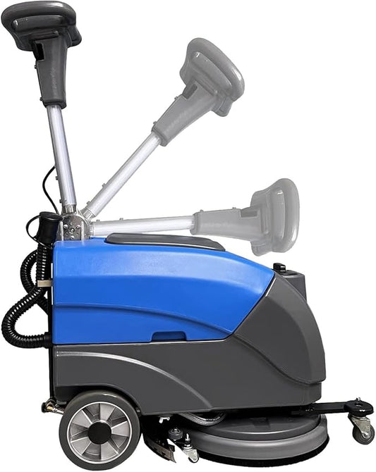 Floor Scrubber Machine with 15'' Brush, Foldable Walk Behind Hand Push Floor Scrubber Machine, good for office/restaurant(EM-25 Blue)
