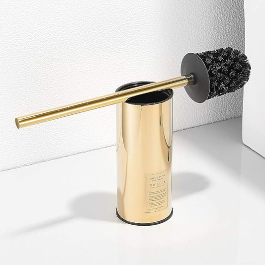 Freestanding Toilet Brush Holder for bathrooms 304 Stainless Steel Toilet Brush Stand Round Storage and Organization Rust Resistant 18-inch high Polished Gold Finished