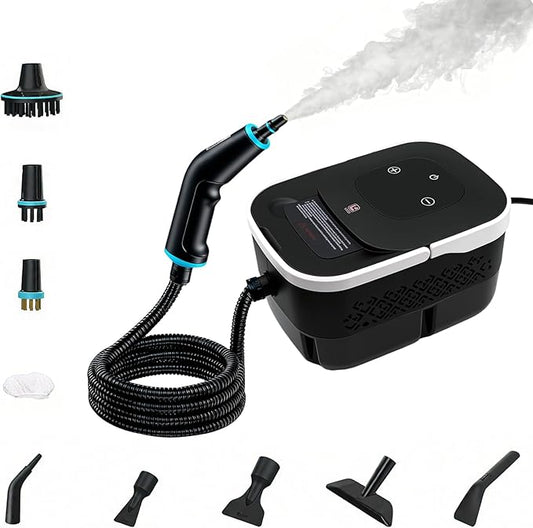 High Pressure Steam Cleaner Portable, 42oz Water Tank, 20s Fast Heat, 6 Settings & 4 Bar, Multi-Surface for Kitchen Floor Window Car Toilet, Home Use (Black)