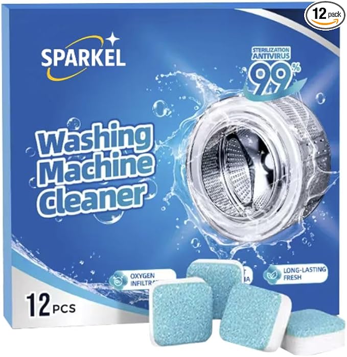 Washing Machine Cleaner Descaler Tablets 12 Pack (1 Year Supply) - Deep Cleaner for HE Front Load & Top Load Washers