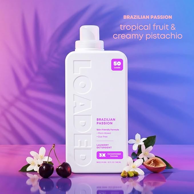 Loaded Laundry Detergent, Luxury Perfume Scented | 50 Loads | Pistachio & Caramel | Skin-Friendly & Plant-Based | Made in USA | 32 oz