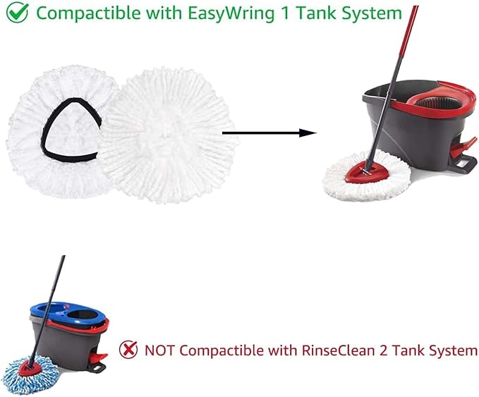 Spin Mop Replacement Head Mop Refill Compatible with Oceda Triangle Swivel Mops Microfiber Swivel Mop Refill,Deep Clean,Machine Washable and Easy to Replace