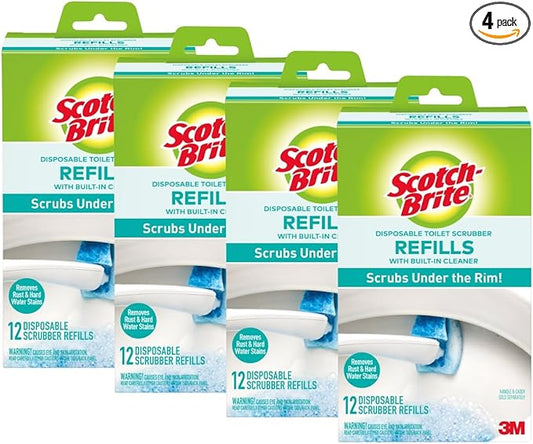 Scotch-Brite Disposable Toilet Scrubber Refills, Removes Rust & Hard Water Stains, 48 Disposable Refills
