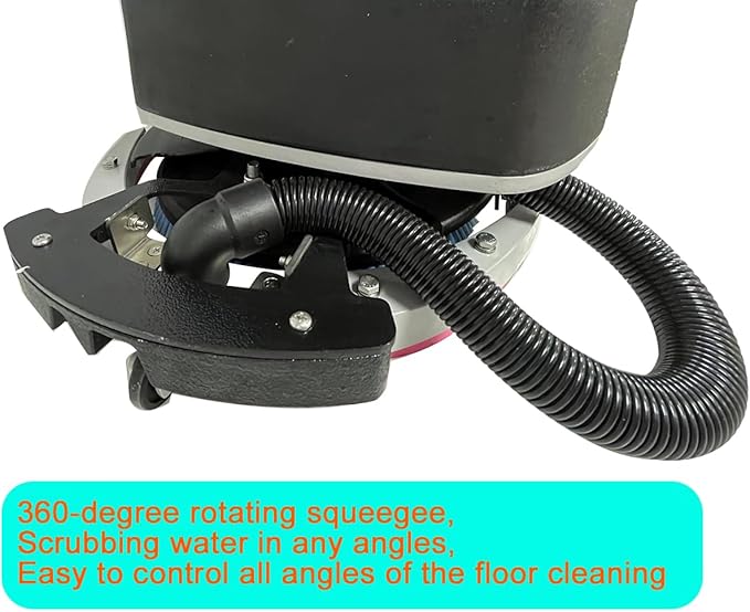 Emotor Portable Commercial Floor Scrubber Machine,Walk Behind Automatical Floor Scrubber with 360 Degree Rotation Squeegee