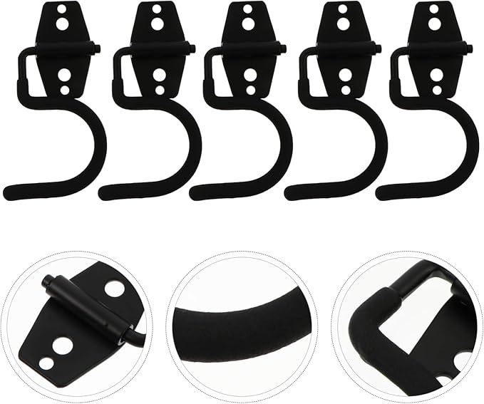 LIFKOME 5Pcs S-Type Wall Mounted Cleaning Tools Organizer Mop Broom Holder Wall Mounted Garage Tool Organizer (Black)