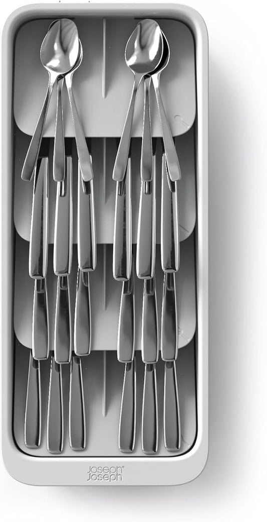 Joseph Joseph DrawerStore Large Tiered Flatware Cutlery Kitchen Drawer Organizer, Holds 48 Pieces, Disassembles for Easy Cleaning, Recycled Plastic