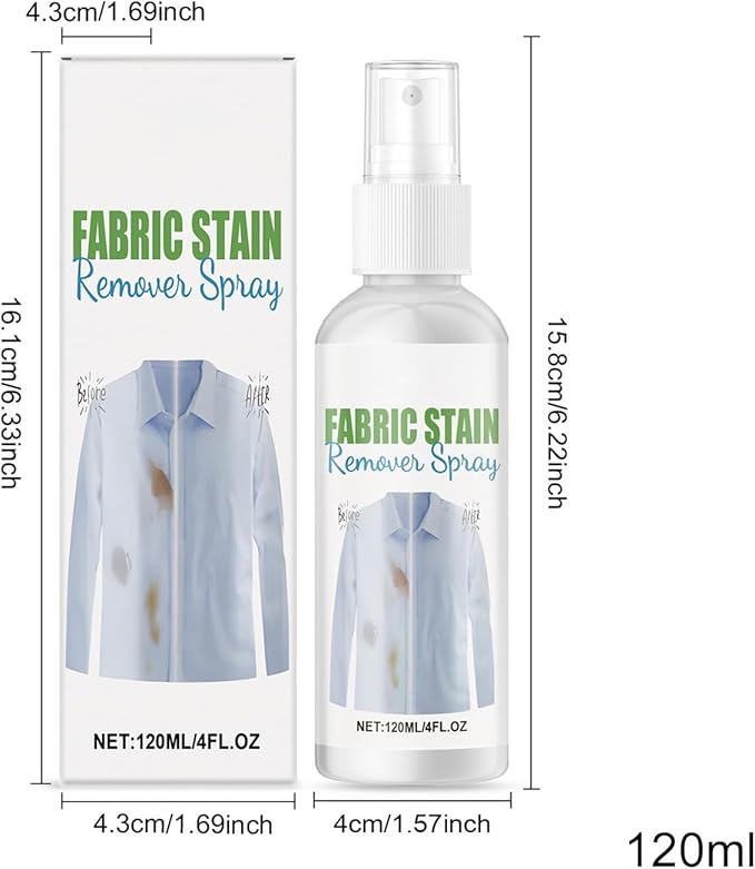 Stain Remover For Clothes, Scented Cleaner Spray, 120ml, Fabric Cleaner, Clothing Spray, Fast Acting Cleaning Formula, For Wine, Coffee, Juice, Dirt, Everyday Laundry Use