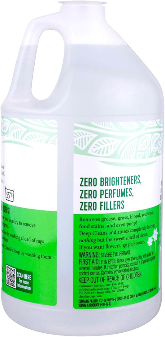 Charlie’s Soap – Fragrance-Free Laundry Liquid detergent – 160 Loads (128 oz, 1 Pack)