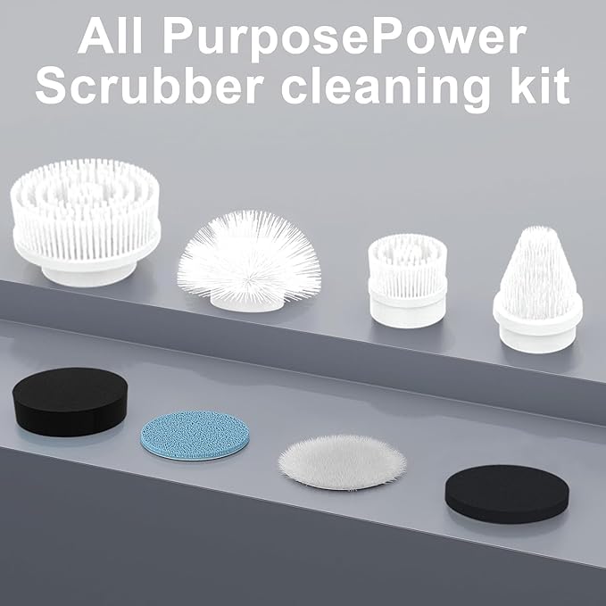 Replaceable Brush Heads - Scrubber Brush for Bathroom, Kitchen, Tile Grout, Bathtub, Shower, Sink, Toilet & Car Cleaning