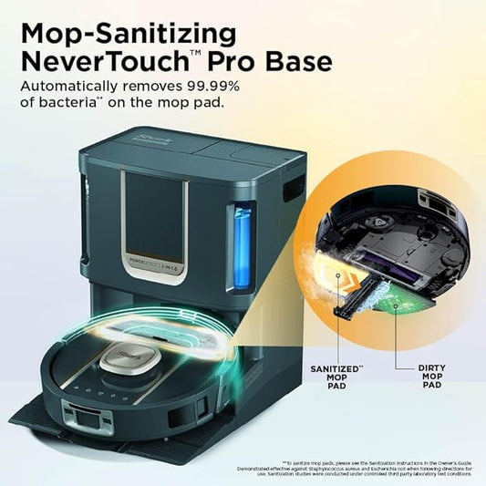 Shark Robot Vacuum & Mop Combo, PowerDetect ThermaCharged NeverTouch Pro, Self-Emptying, Self-Refill with Heated Mop Cleaning, 60-Day Capacity,30-Day Tank, 6 Power Detect Technologies, Black, RV2920XE