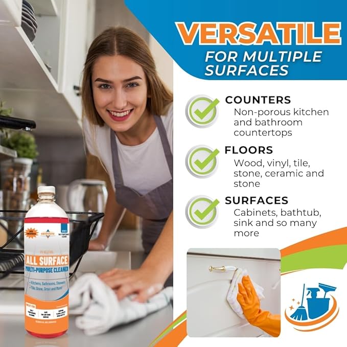 All-Surface Daily Cleaner – Streak-Free Multi-Surface for Tile, Stone, Countertops, Stainless Steel & More, PH-Neutral, Residue-Free