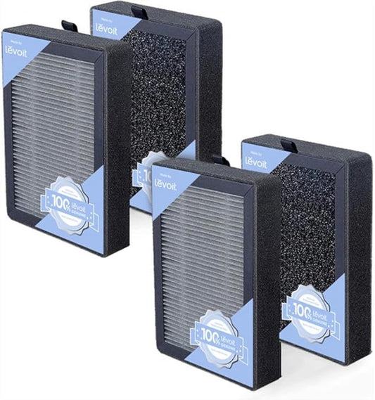 LEVOIT LV-H128 Air Purifier Replacement Filter, Genuine LV-H128-RF Air Filters, Capture Dust Smoke Pollen, Activated Carbon, 3-Stage Filtration System, 2 Piece Set, 2 Pack