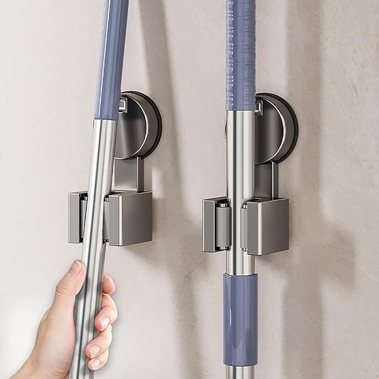 Wall Mounted Mop Organizers Strong Grip No Drilling Suction Brooms Holders Portable Accessory for Bathroom Use