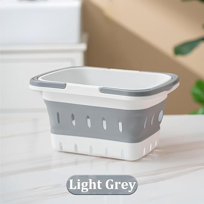 Haundry Portable Shower Caddy Basket, Foldable Caddy Basket with Handles, Collapsible Storage Organizer for Bathroom, Kitchen, College Dorm,Gym (Grey)