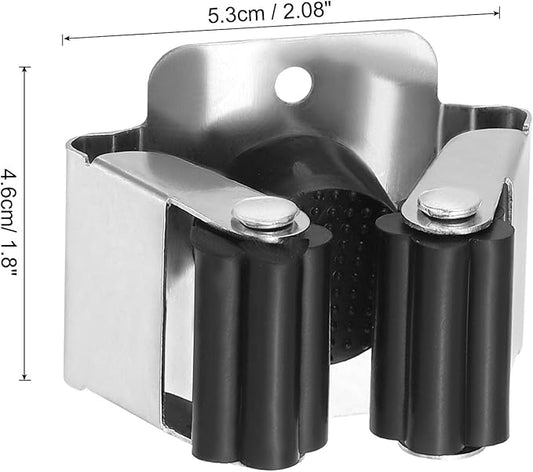 PATIKIL Broom and Mop Holder, 6 Pack Wall Mounted Stainless Steel Mop Hanger Heavy Garden Tool Organizer Rack Hanging Clips with Screws for Home Garage, Black