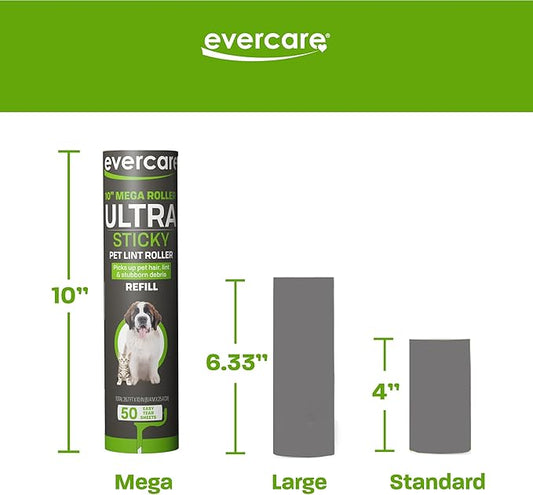 Evercare Pack of 3 All-Purpose Pet Mega Oversized Lint Roller Refills, 50 Sheets Each