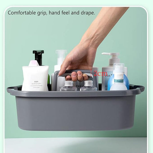 Haundry Large Cleaning Caddy with Handle, Tool Storage Basket Organizer, Sturdy Pail Bucket Organizer, Household Bucket for Cleaning Supplies - Gray