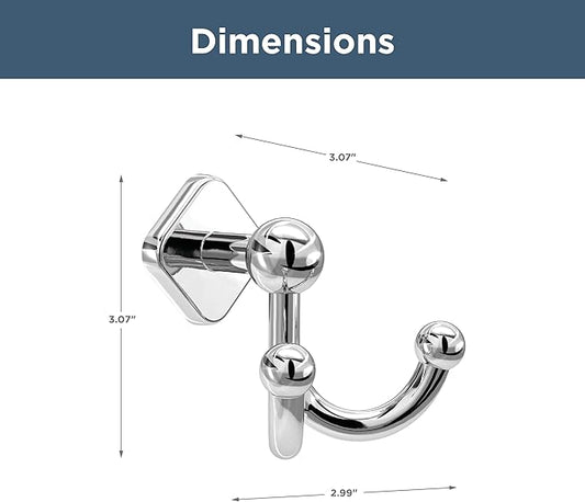 Franklin Brass Gainesville (1-Pack) Towel Hooks Polished Chrome Double Bathroom J Hooks Wall Mounted for Robes & Towels Hand Towel Hook Holder Kitchen, Bathroom Accessories GNV35-PC