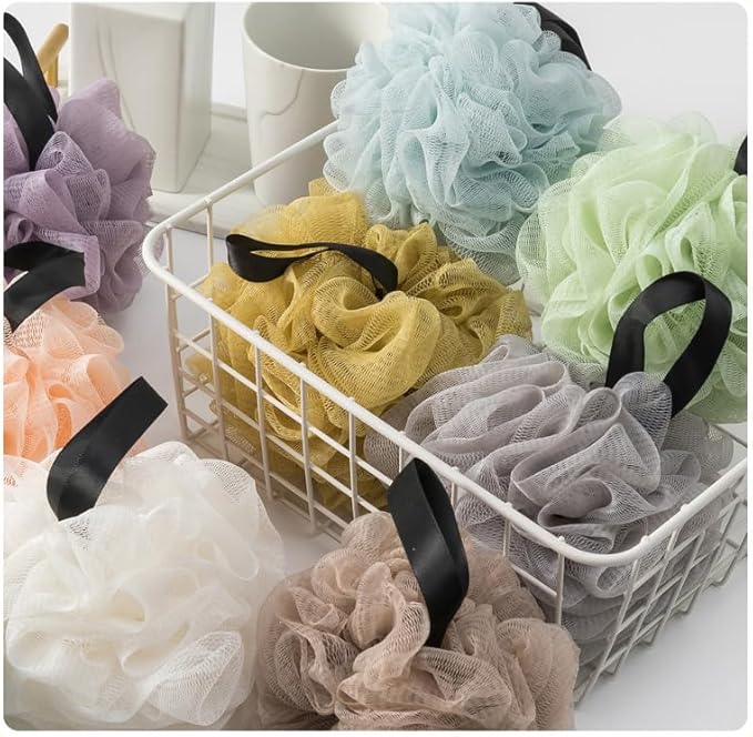 Loofah Sponges for Shower,Exfoliating Cleaning Bath Loofa Body Scrubber Balls for Women Men Washing,All Blue 4 Pack