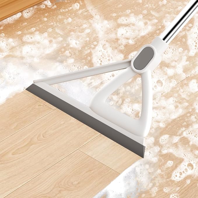 Household Broom with Dustpan, Magic Silicone Broom, Magic Broom with Extra-Long Adjustable Aluminum Handle for Floor, Glass, and Tile (White M1) (M1)