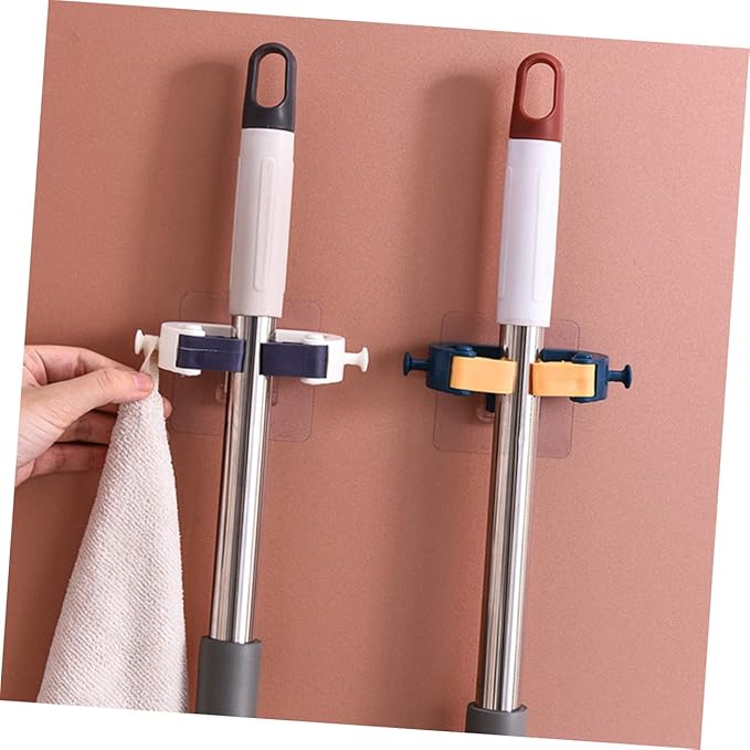 2pcs Mop Broom Holder Wall Mounted Mop Hanger Broom Organizer Cleaning for Home Sturdy