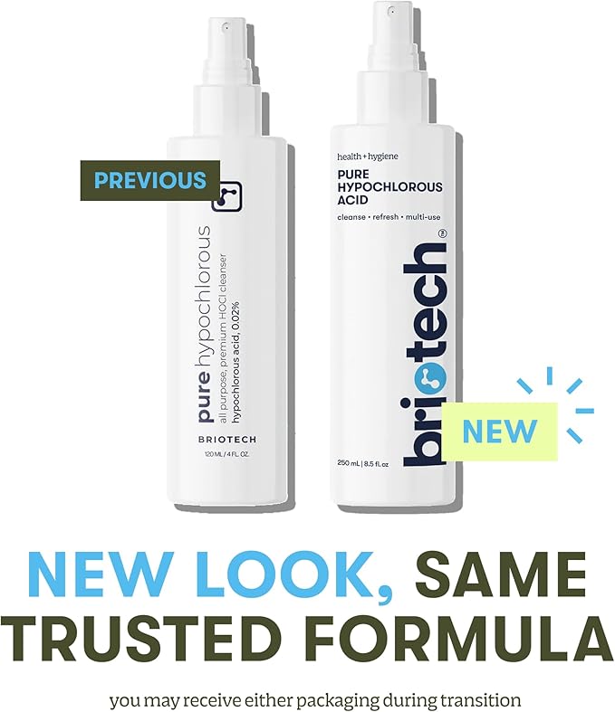 BRIOTECH Pure Hypochlorous Acid Spray and Cleanser, Original Premium HOCl Topical Solution, Multi-Purpose Cleaner, Family Approved & Pet Friendly, 8 fl oz (2 Pack)
