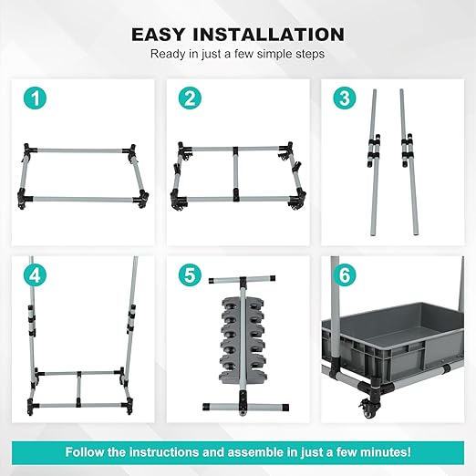 Rolling Cleaning Cart with Mop & Broom Organizer,Movable Floor-Mounted Mop Rack Floor Standing Cleaning Tool Cart with Wheels for Housekeeping, Garage &Garden