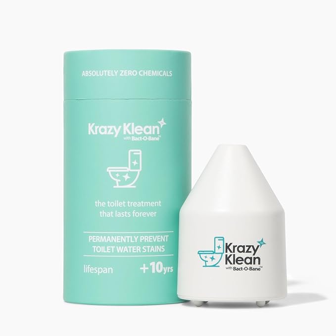 Krazy Klean Pro Toilet Cleaner, Household Cleaning Solution, Natural Long Lasting Toilet Cleaner for Hard Water Stains & Rings, Chemical Free Bathroom Cleaning Product, Drop In Tank System, 1 Count